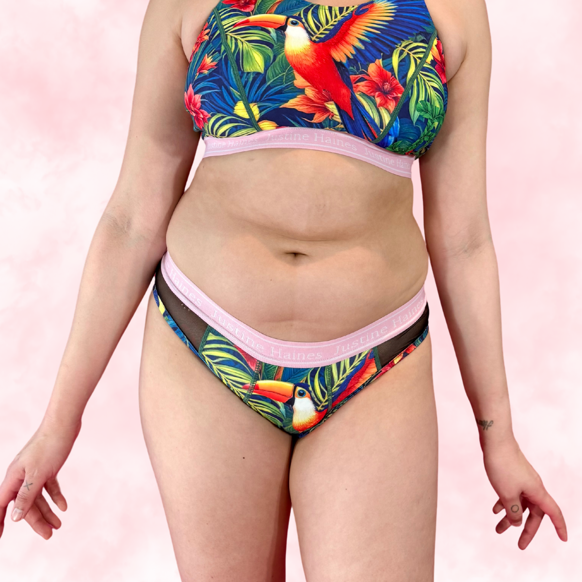 Hipster Period Undie with MESH 🧡🌺 Tropical Escape 🦜🌴