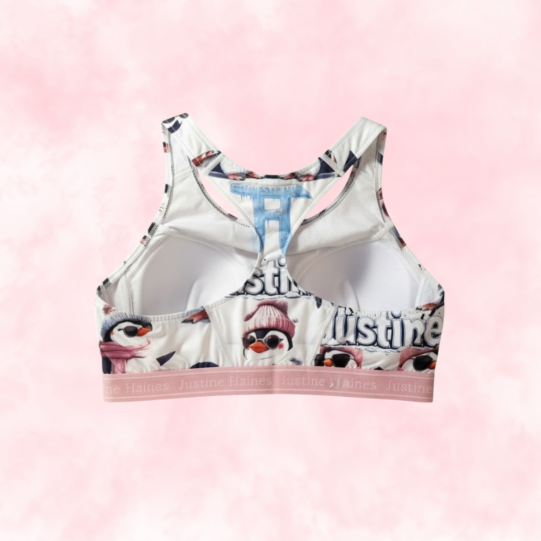 Classic T-Back Sports Bra 🧊🕶️ Cool Penguins 🐧❄️