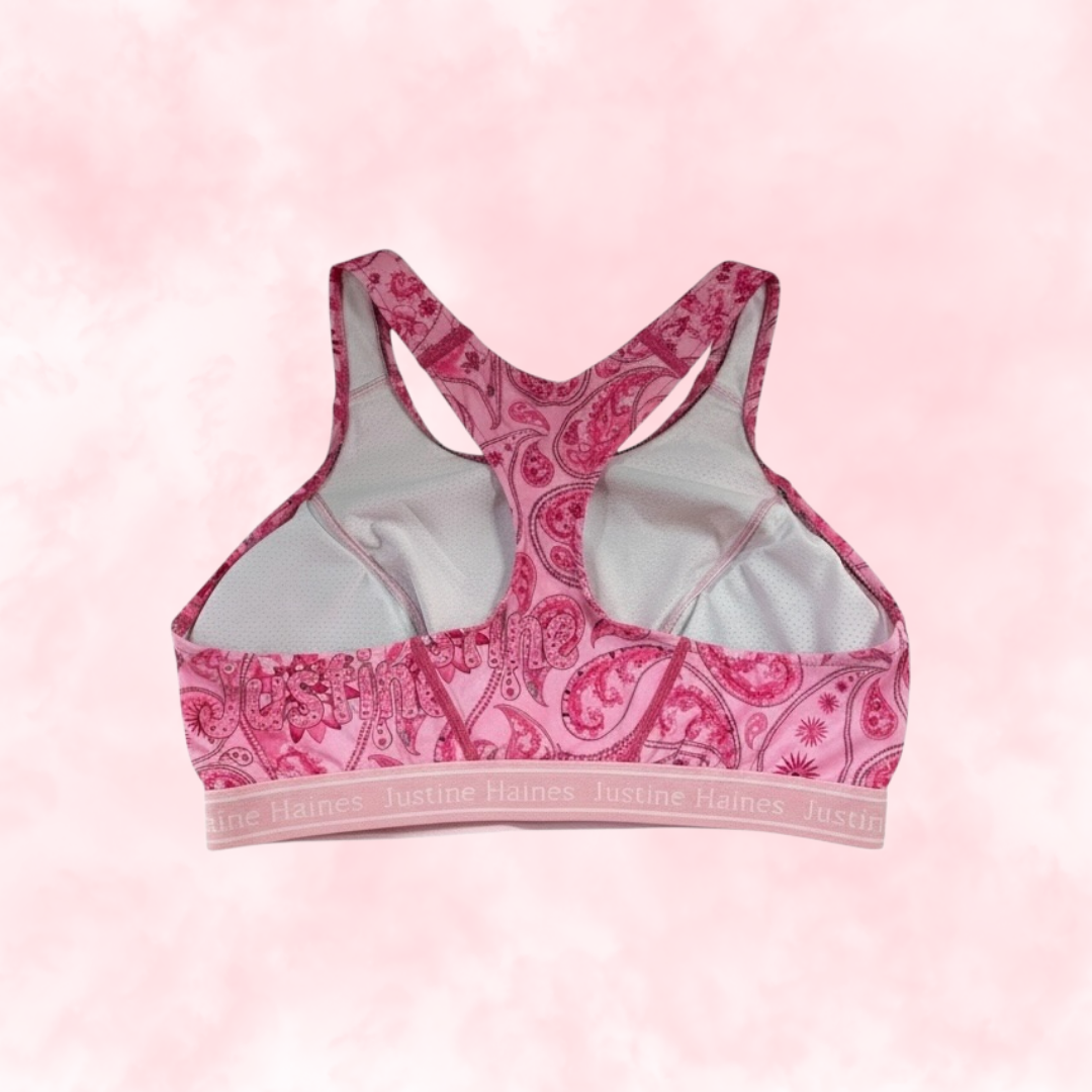 Classic T-Back Sports Bra 🌸🎀 Pink Paisley 🌸🎀