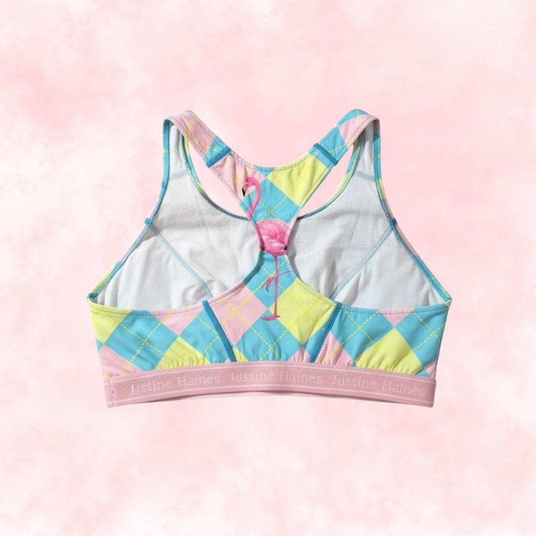 Classic T-Back Sports Bra 🎀 Preppy Flamingo 🦩✨