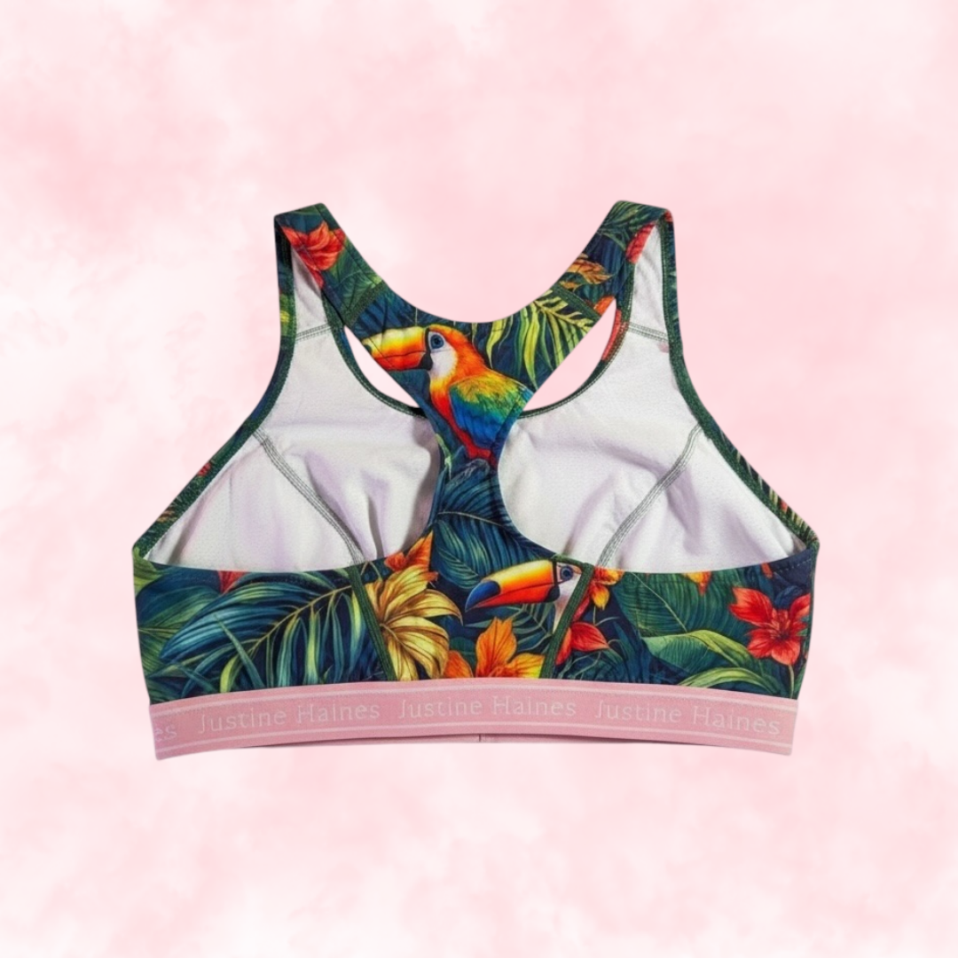 Classic T-Back Sports Bra 🧡🌺 Tropical Escape 🦜🌴
