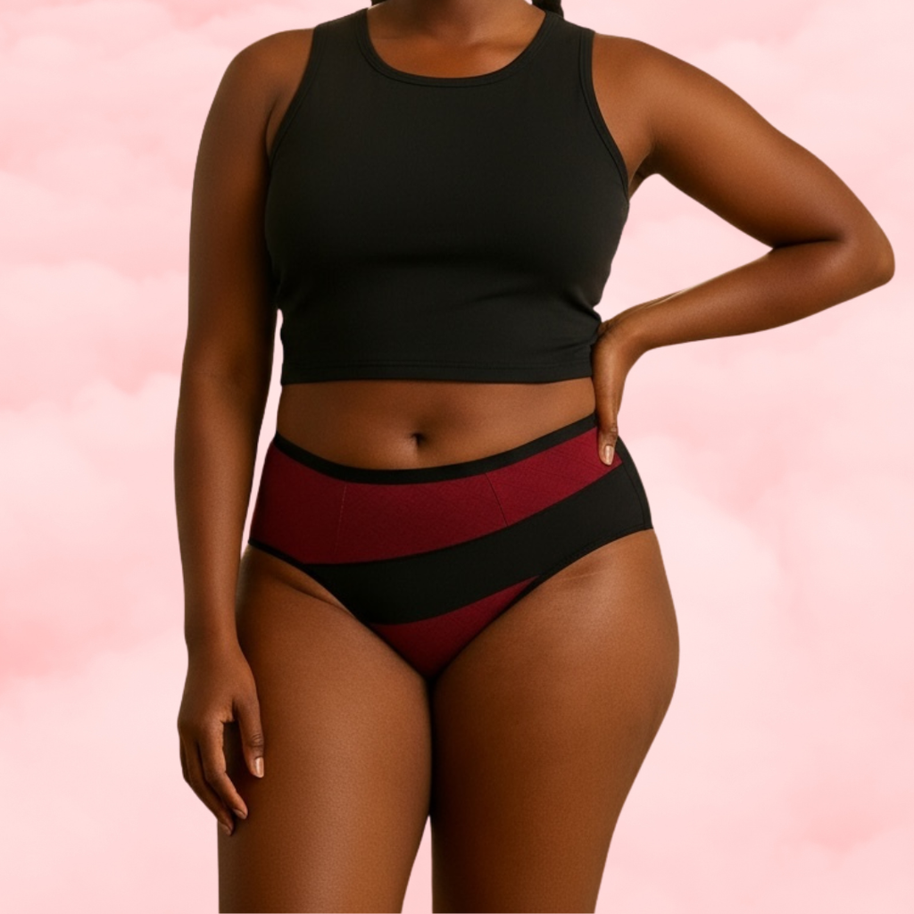 🖤 Culotte Hipster Menstruelle  Asymétrique – Noir Classique 🖤