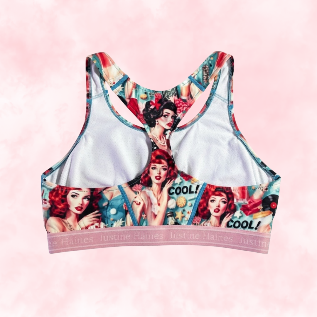 Classic T-Back Sports Bra 😎 Retro POP 🥤 🍨