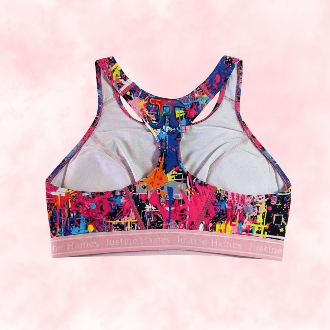Classic T-Back Sports Bra ⚡️🖤 GRAFFITI 1980 💥🎨