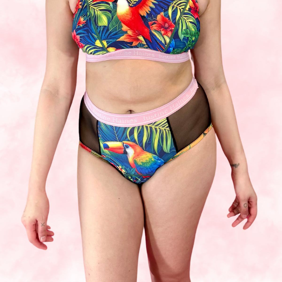 High-Rise Period Undie with MESH 🧡🌺 Tropical Escape 🦜🌴