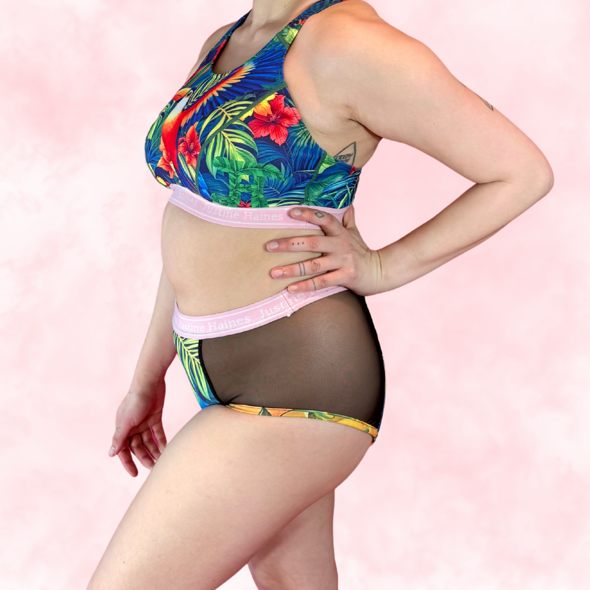 High-Rise Period Undie with MESH 🧡🌺 Tropical Escape 🦜🌴