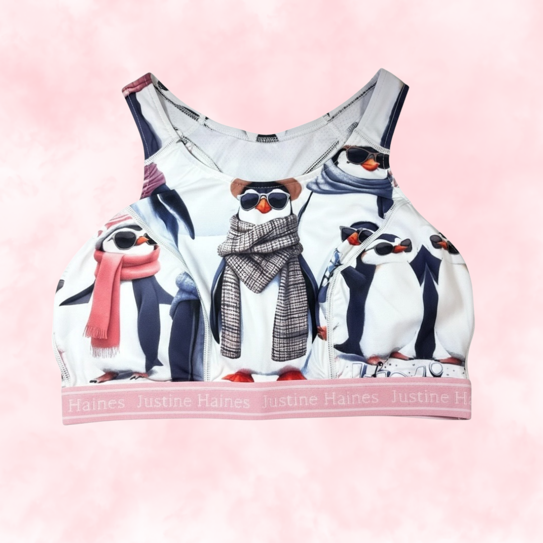Classic T-Back Sports Bra 🧊🕶️ Cool Penguins 🐧❄️