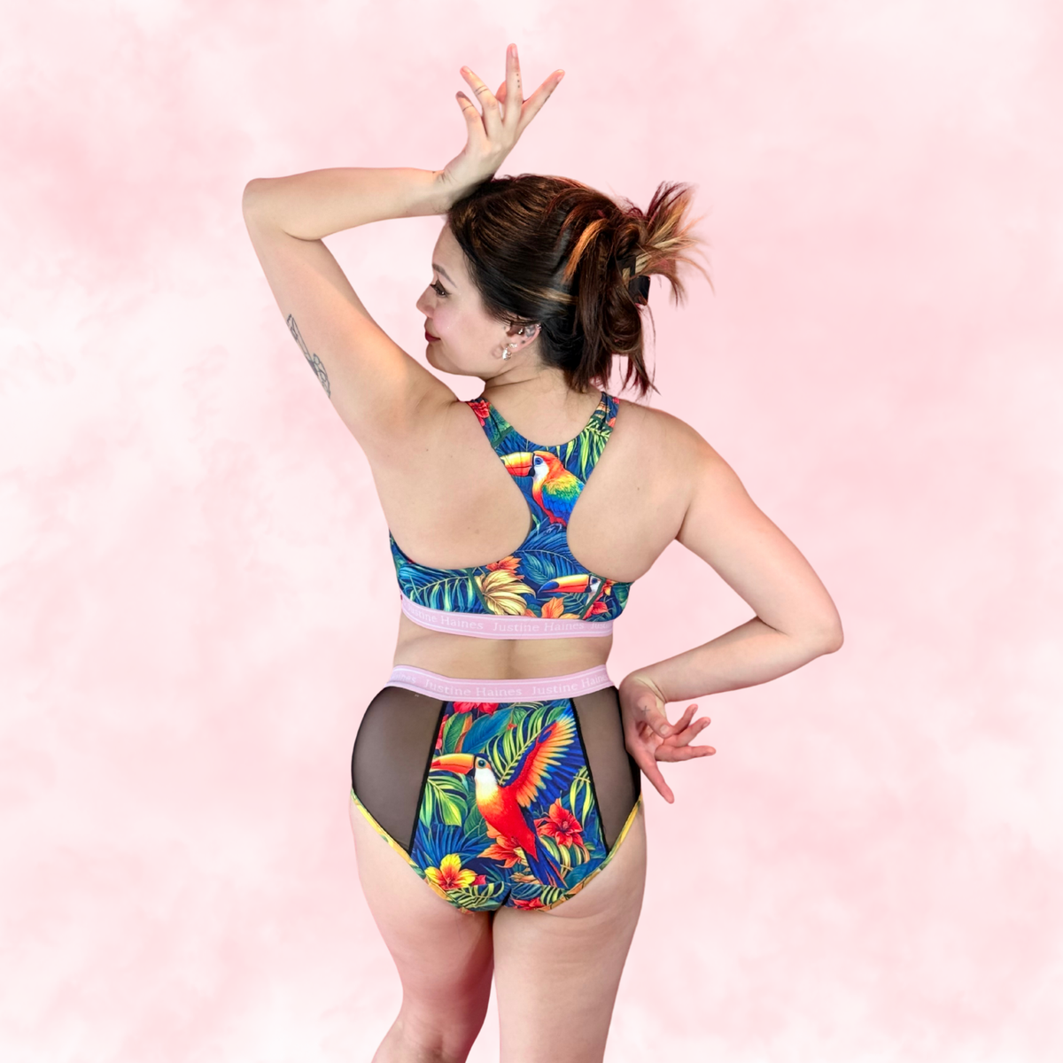 High-Rise Period Undie with MESH 🧡🌺 Tropical Escape 🦜🌴