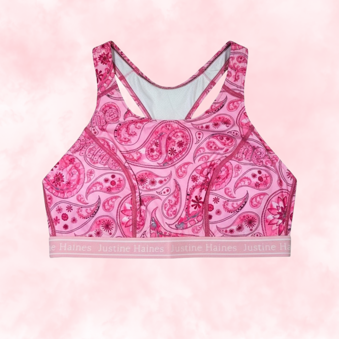 Classic T-Back Sports Bra 🌸🎀 Pink Paisley 🌸🎀