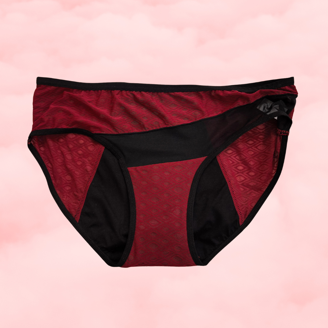 ❤️ Asymmetric Mesh Period Hipster – Deep Red ❤️