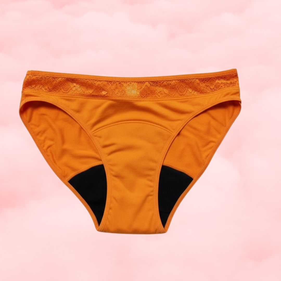 🧡 Low-Rise Lace Period Hipster — Tangerine Orange 🧡