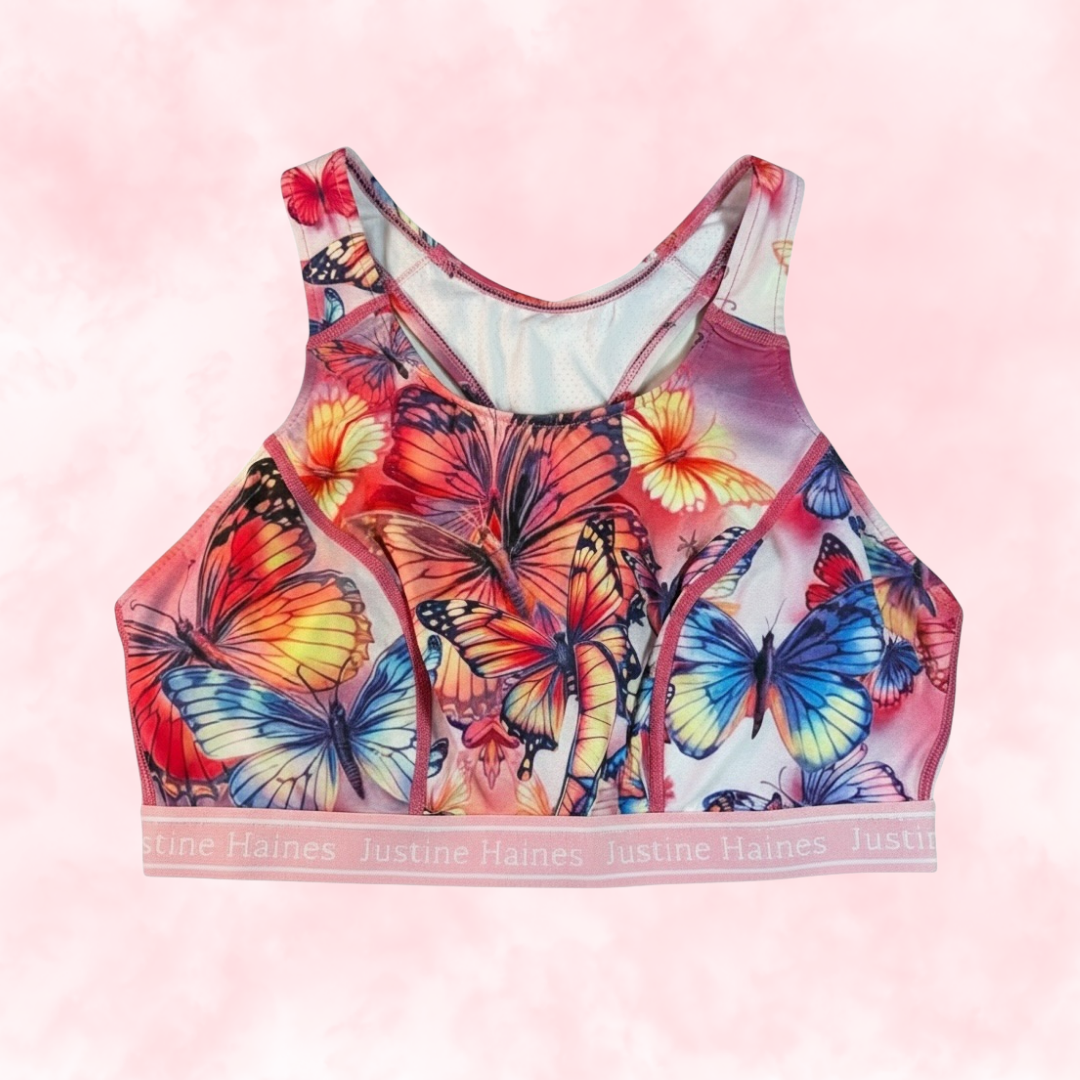 Classic T-Back Sports Bra 🦋 Butterfly Dreams ✨💗