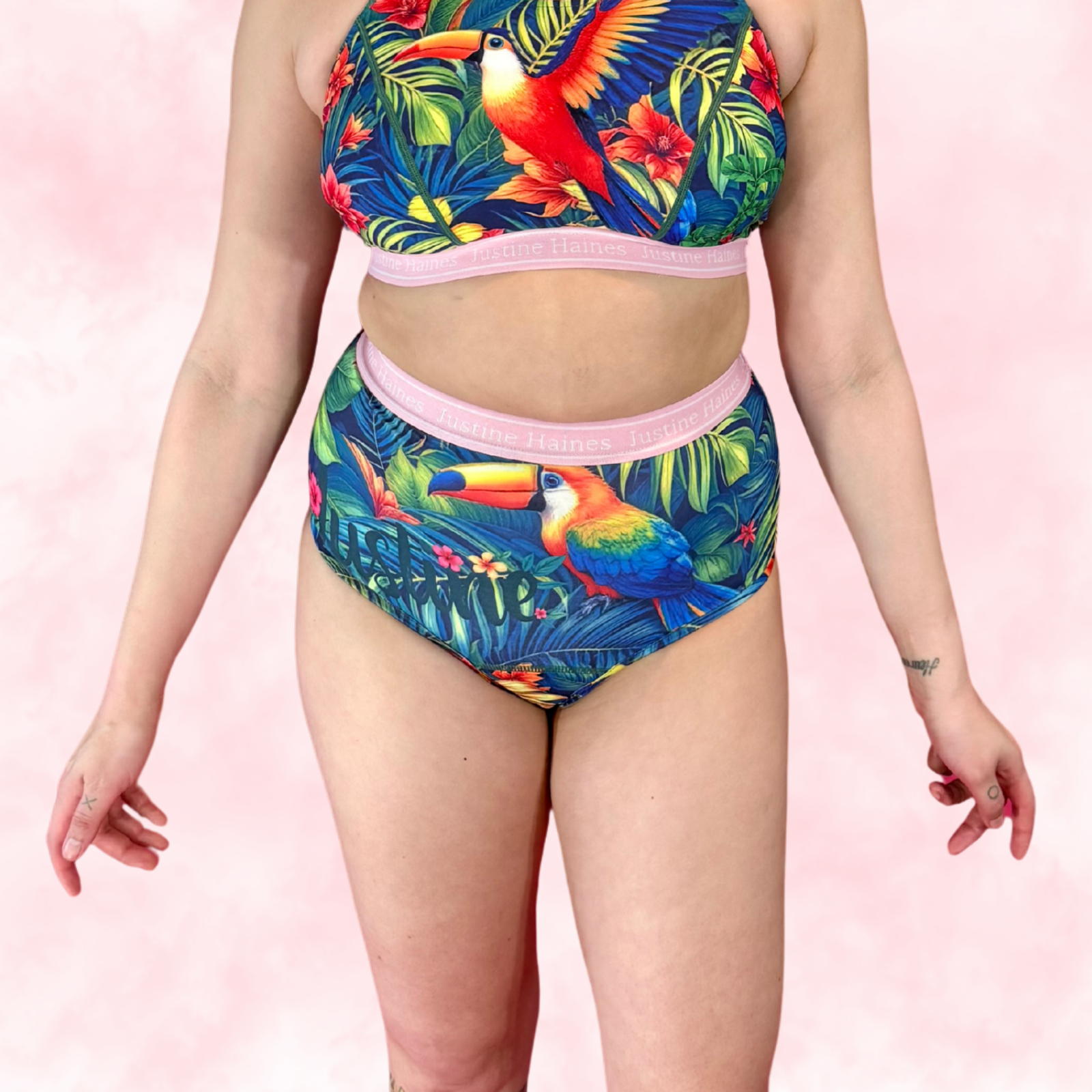 JH Exclusive * High-Rise Tummy Control Menstrual Thong 🧡🌺 Tropical Escape 🦜🌴