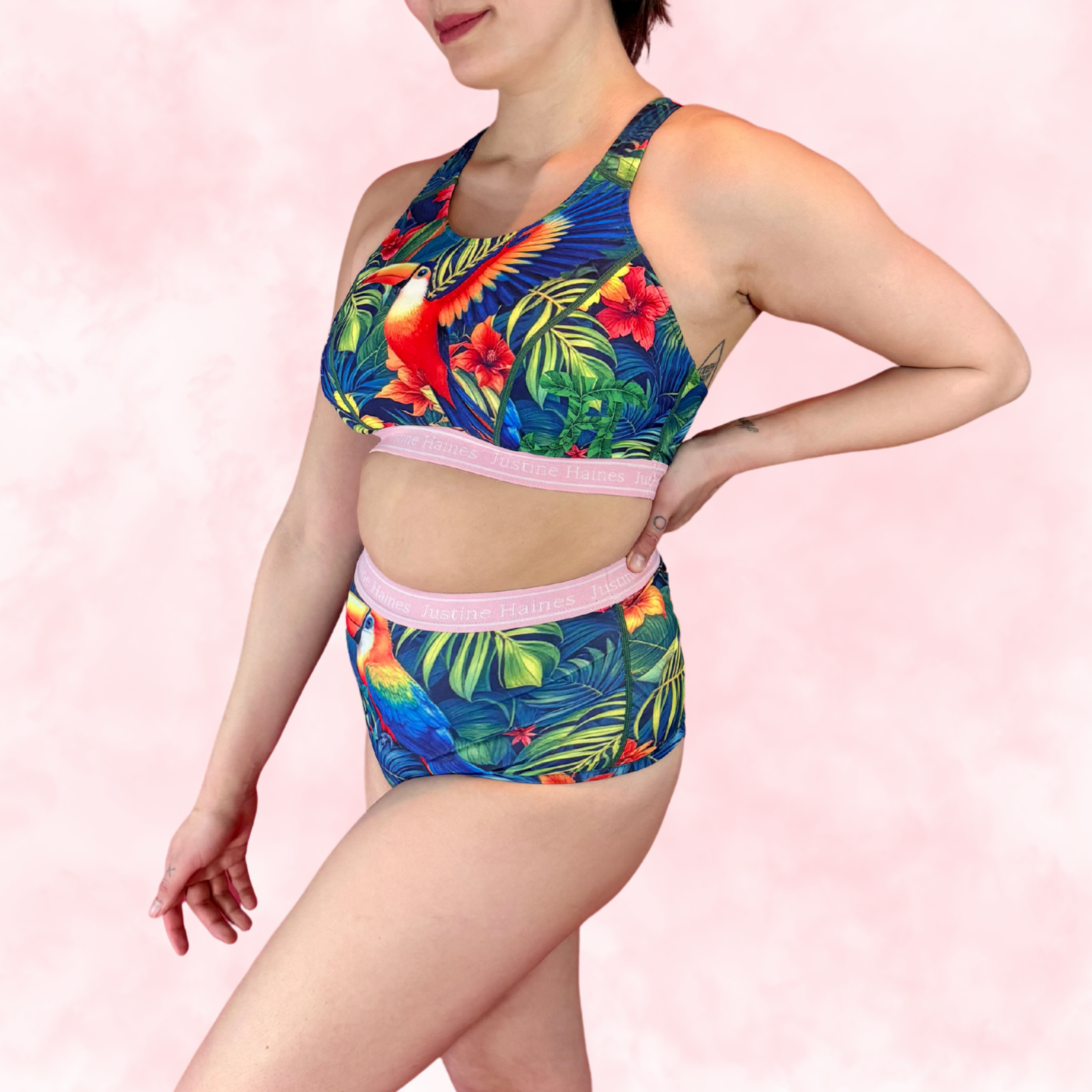 JH Exclusive * High-Rise Tummy Control Menstrual Thong 🧡🌺 Tropical Escape 🦜🌴