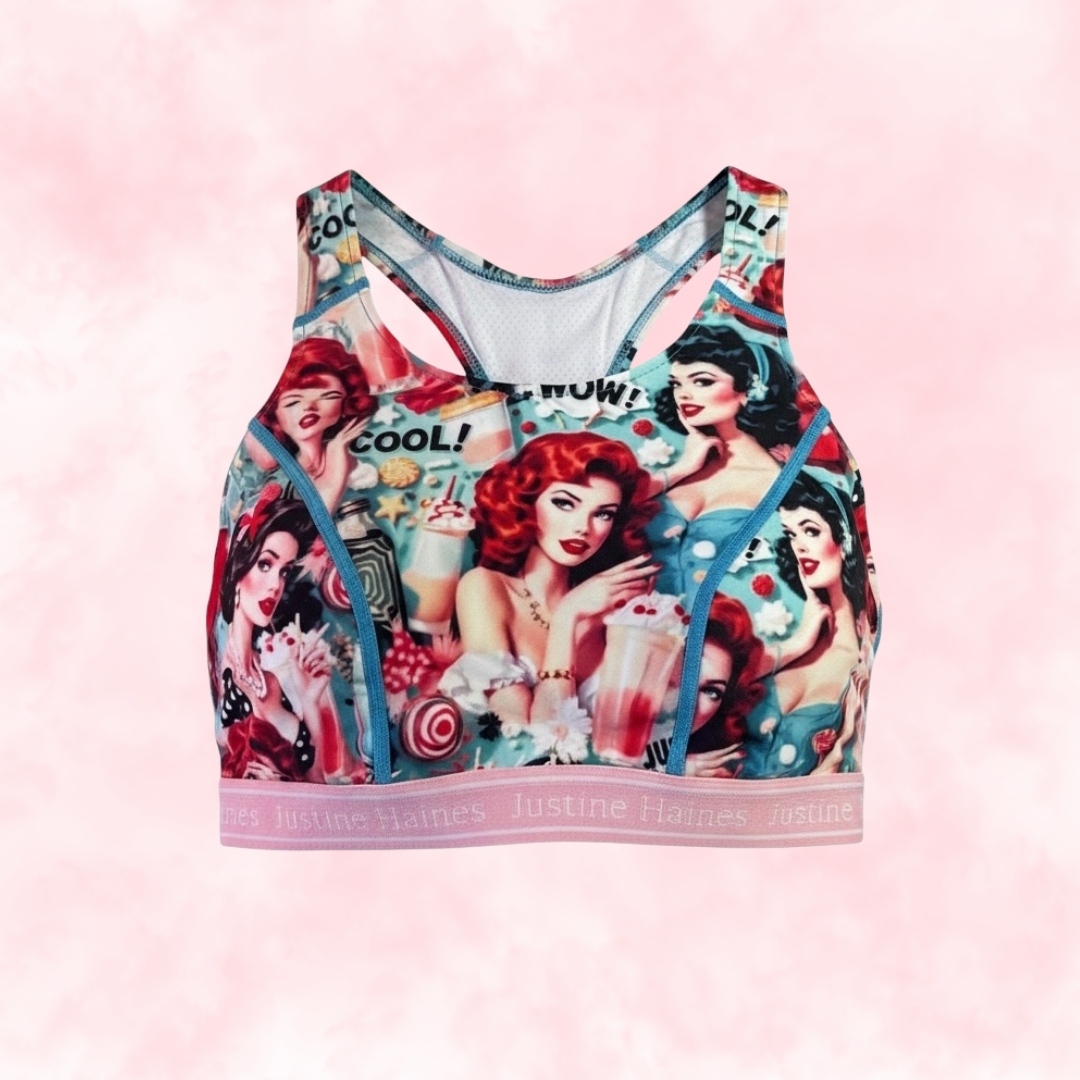 Classic T-Back Sports Bra 😎 Retro POP 🥤 🍨