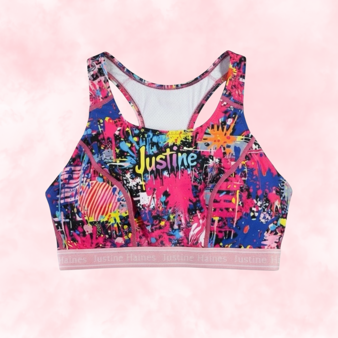 Classic T-Back Sports Bra ⚡️🖤 GRAFFITI 1980 💥🎨