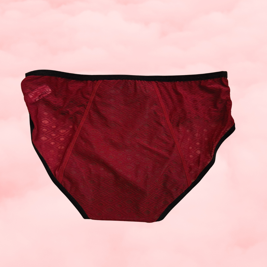 ❤️ Asymmetric Mesh Period Hipster – Deep Red ❤️