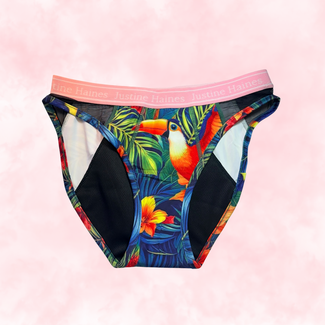 Hipster Period Undie with MESH 🧡🌺 Tropical Escape 🦜🌴