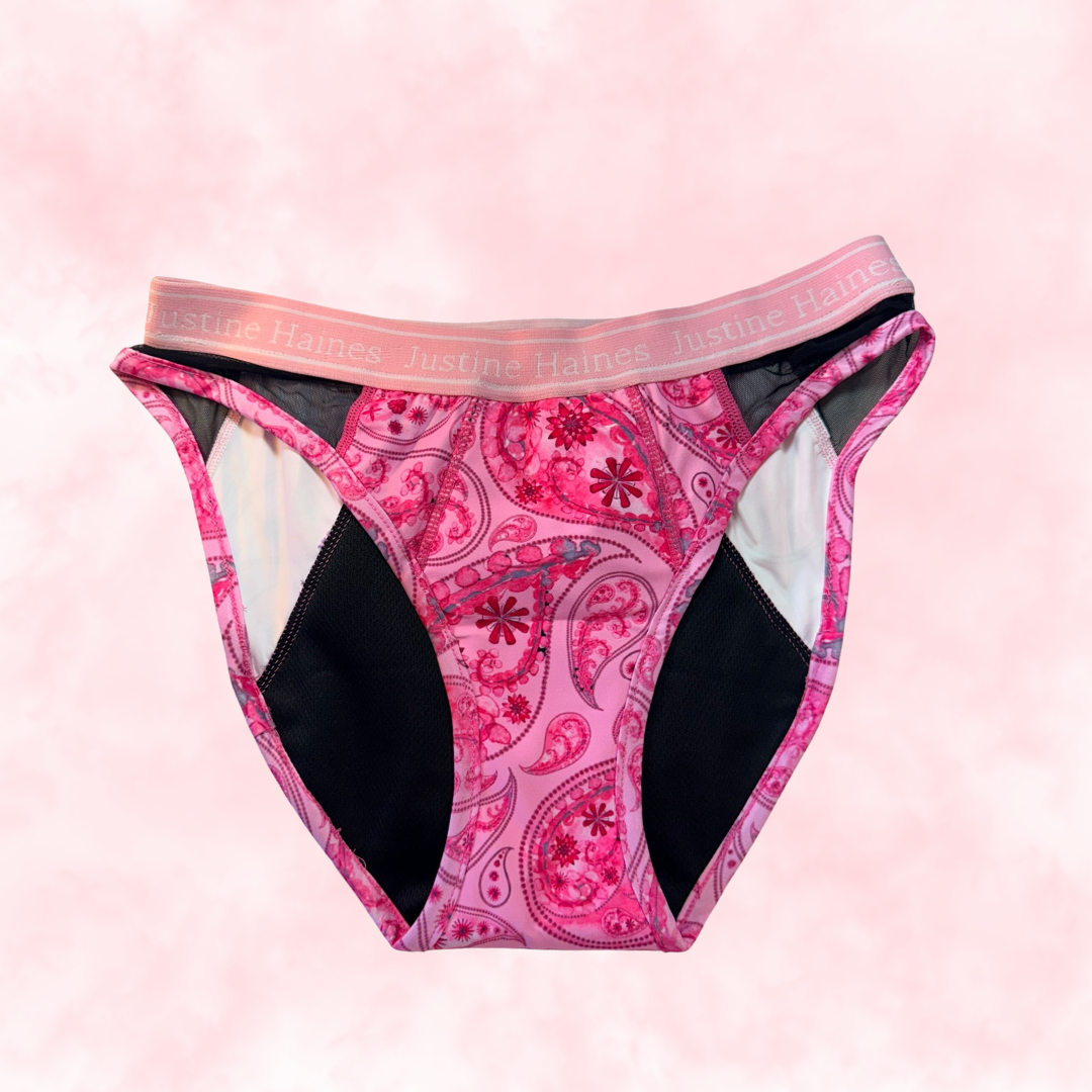 Hipster Period Undie with MESH 🌸🎀 Pink Paisley 🌸🎀