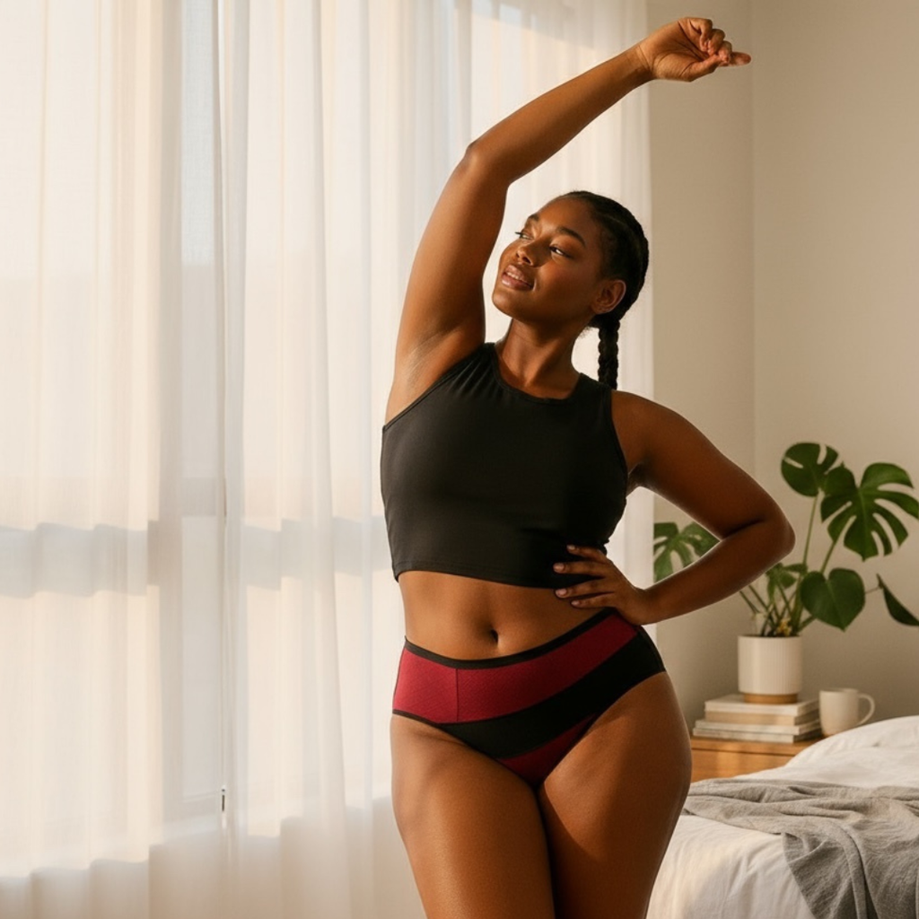 🖤 Culotte Hipster Menstruelle  Asymétrique – Noir Classique 🖤