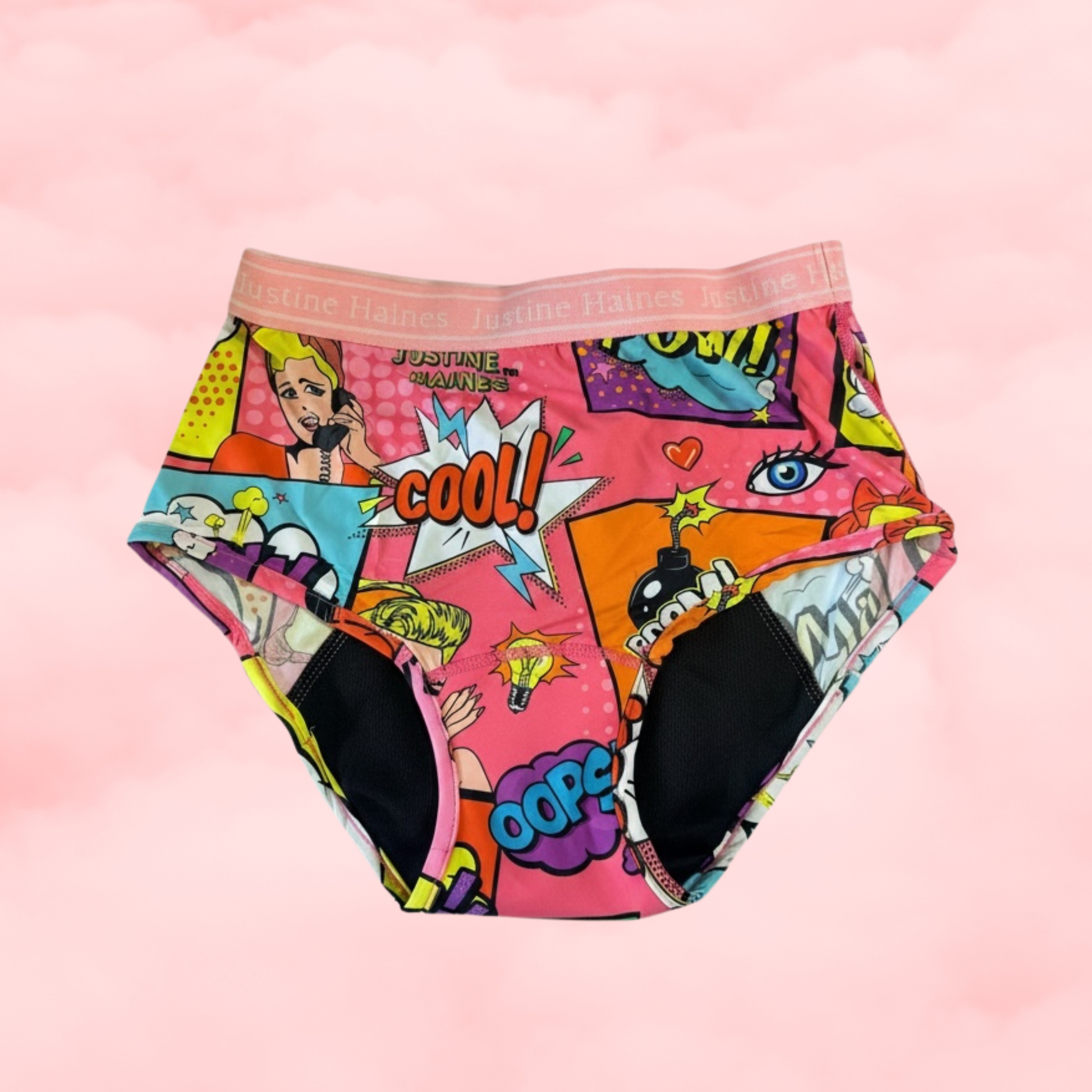 High-Rise Classic Period Undie Hot Pink Pop Art