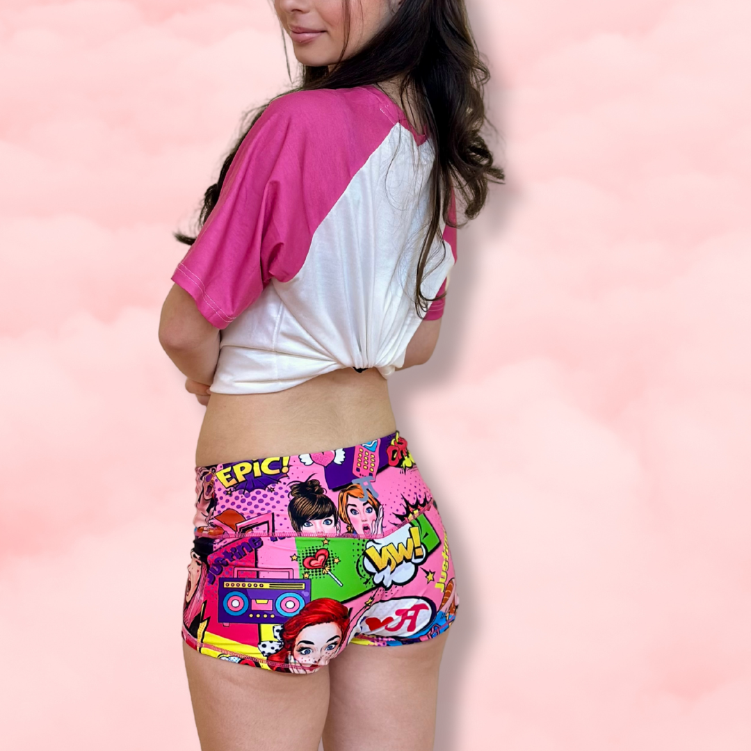 Period Shorts in Pink Pop Art Print ❤️