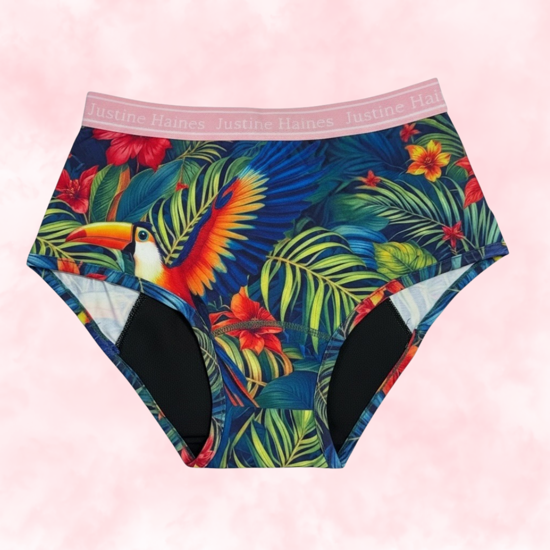 High-Rise Classic Period Undie 🧡🌺 Tropical Escape 🦜🌴