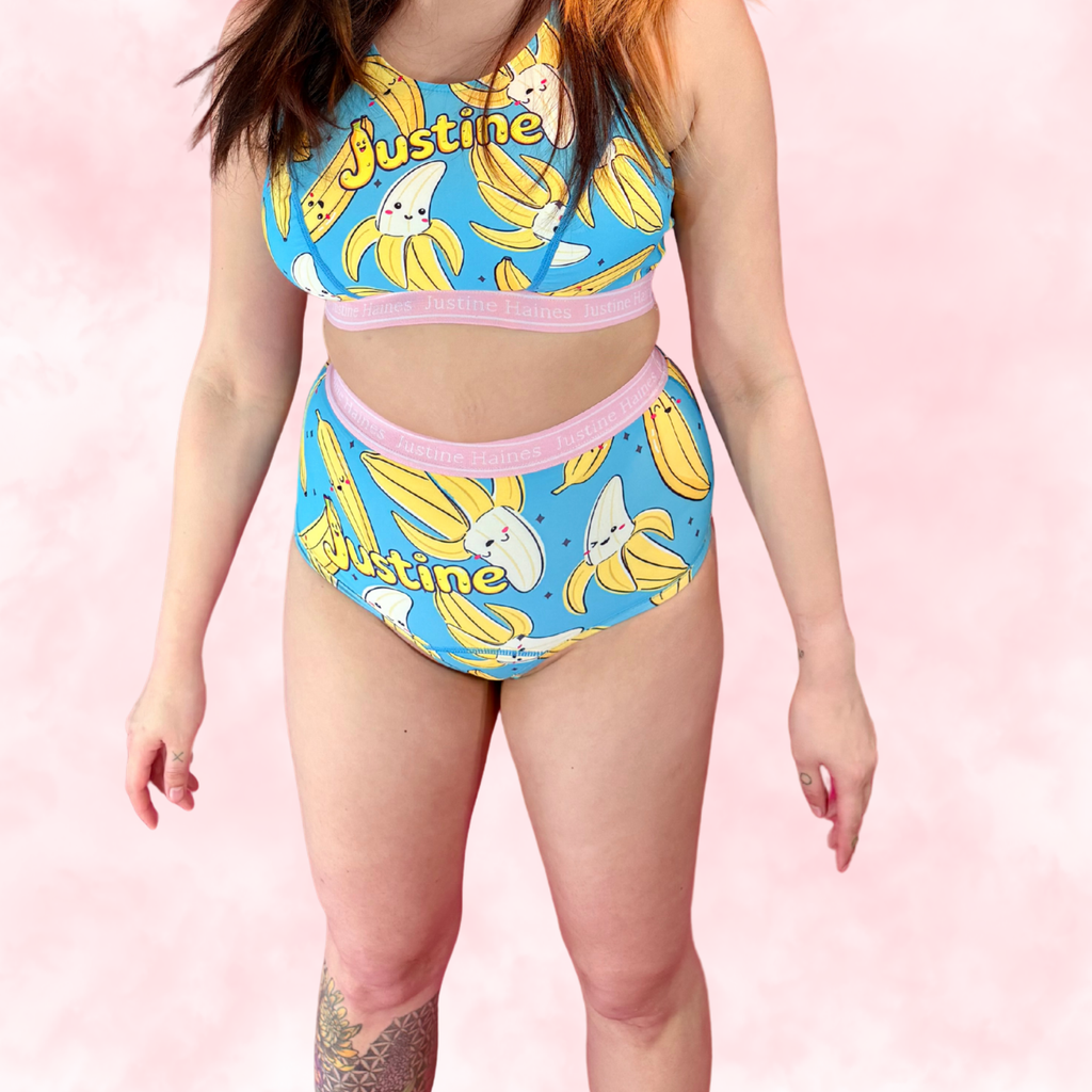 Cheeky Menstruelle Taille Haute Gainante (Brésilienne)🍌 Bananes Crazy 💙😄
