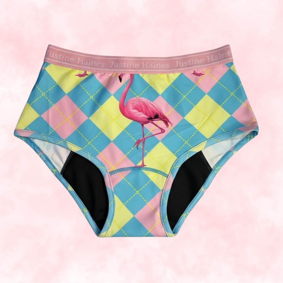 High-Rise Classic Period Undie 🎀 Preppy Flamingo 🦩✨