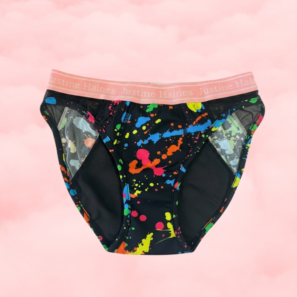  Culotte Menstruelle Hipster avec FILET MESH Néon Splash!   ** XS-6X**