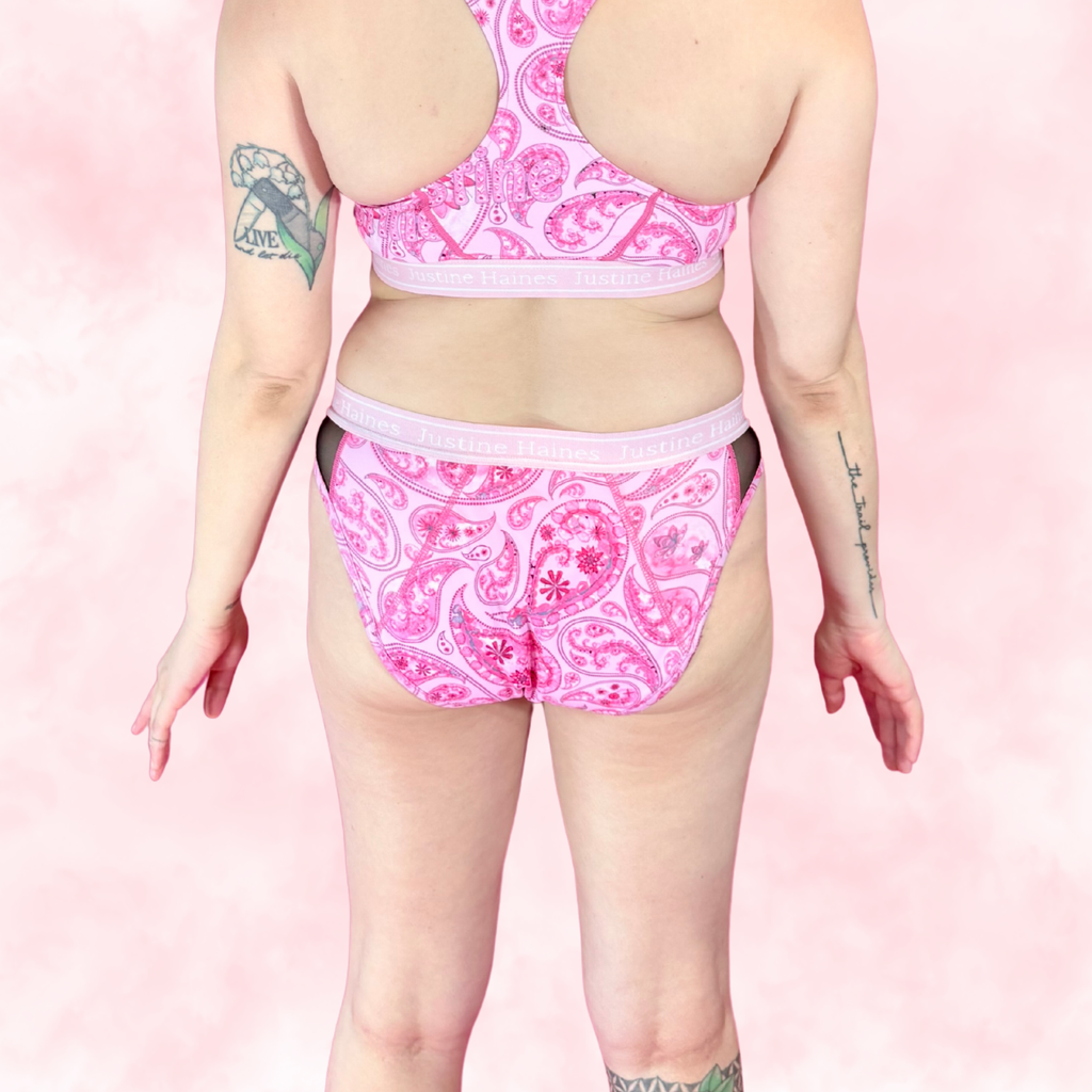  Culotte Menstruelle Hipster avec FILET MESH 🌸🎀 Pink Paisley 🌸🎀