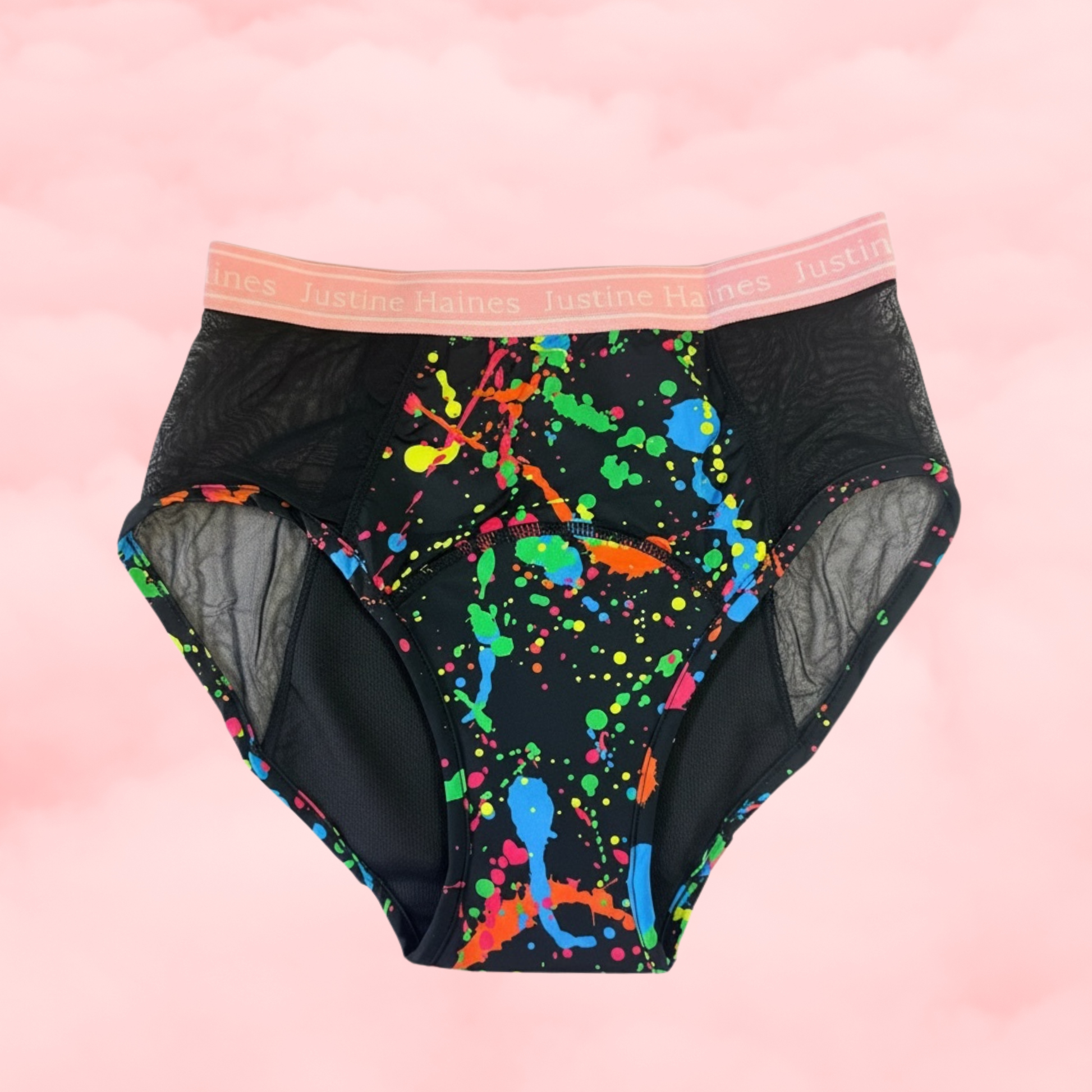 Culotte Menstruelle Taille Haute & FILET / Néon Splash!**M-6XL**