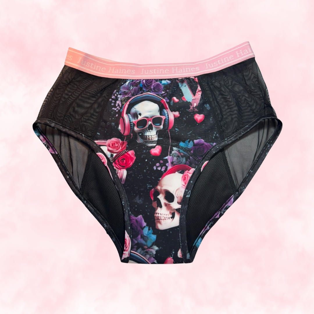 High-Rise Period Undie with MESH 🖤Justine 4Ever 💀🌹 🎧