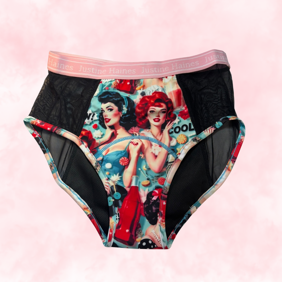 High-Rise Period Undie with MESH 😎 Retro POP 🥤 🍨