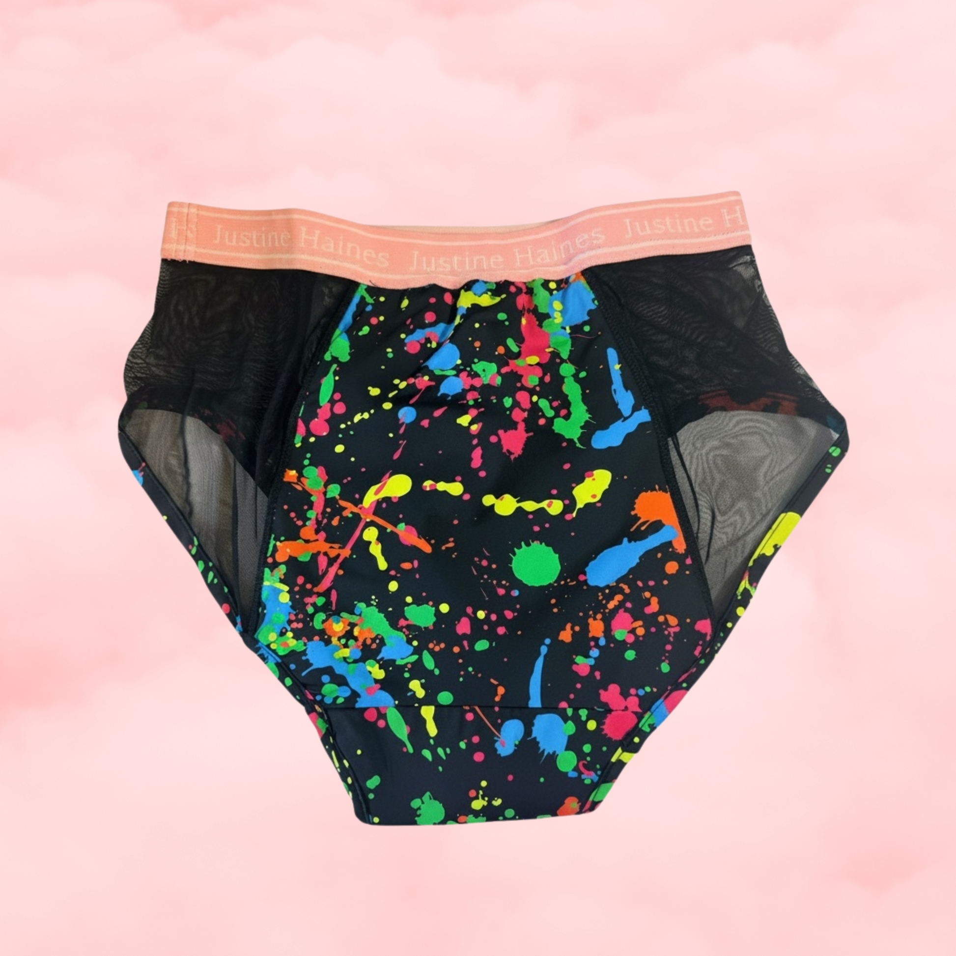 Culotte Menstruelle Taille Haute & FILET / Néon Splash!**M-6XL**