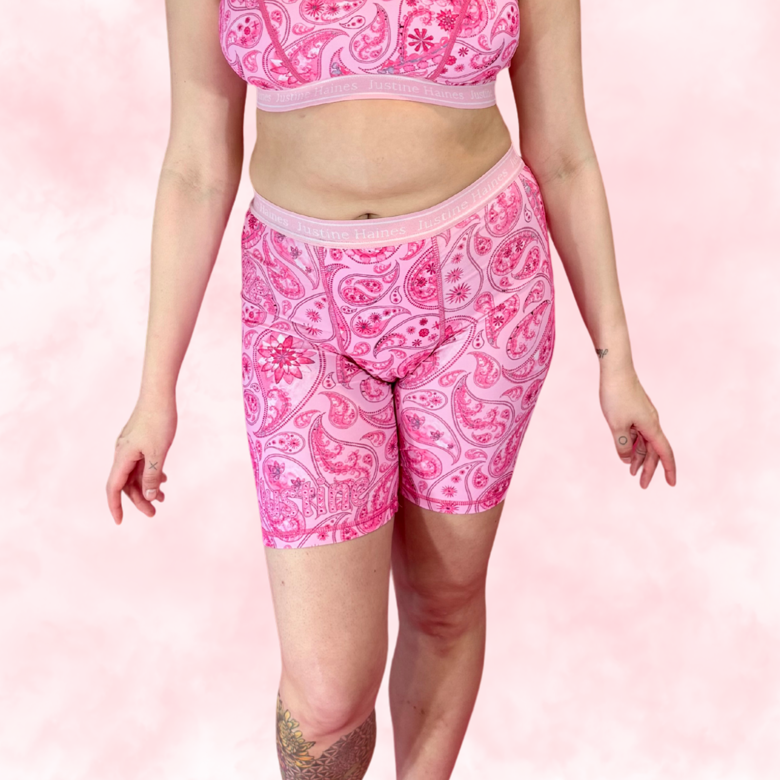 JH Exclusive * Long Period Boxer / Biker Short 🌸🎀 Pink Paisley 🌸🎀