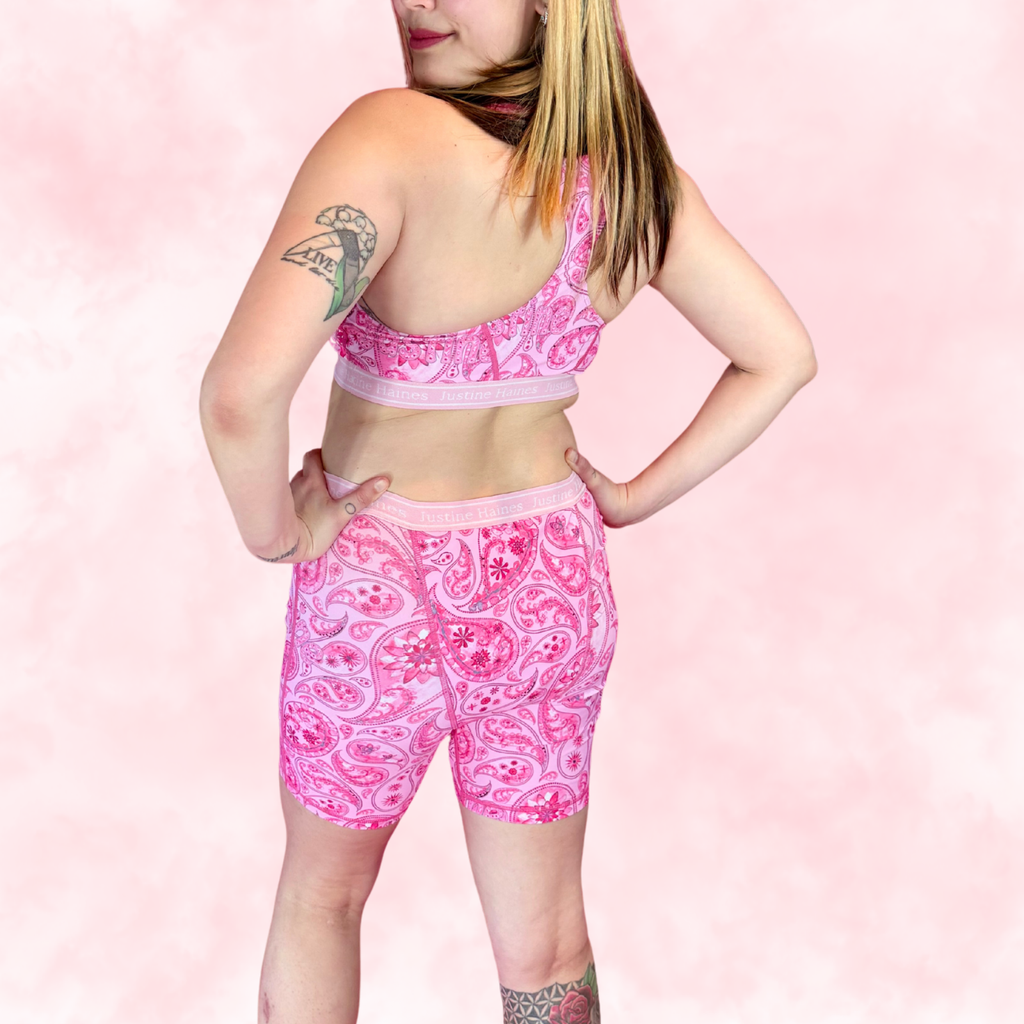 Exclusif JH Boxer Menstruel Long / Cuissard 🌸🎀 Pink Paisley 🌸🎀 
