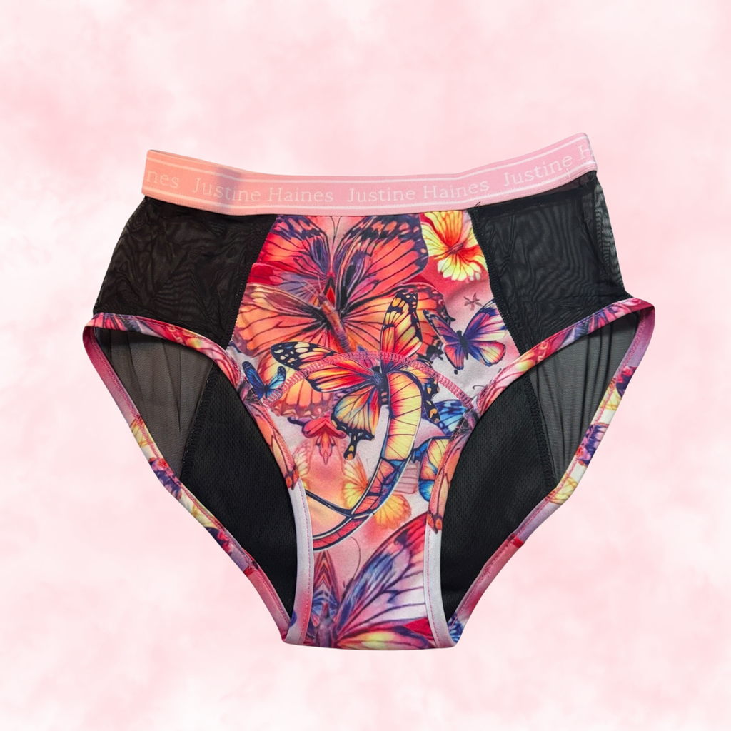 High-Rise Period Undie with MESH 🦋 Butterfly Dreams ✨💗