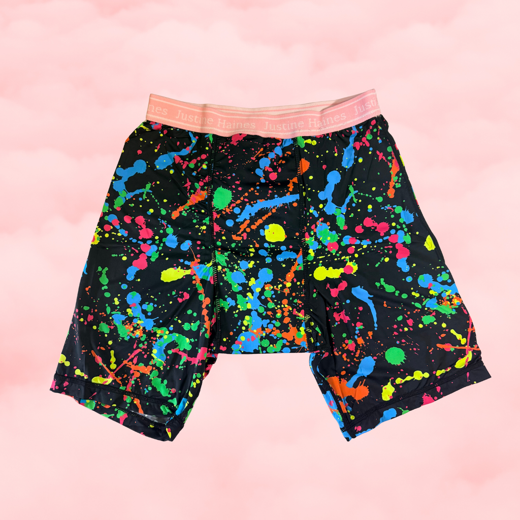 JH Exclusive * Long Period Boxer / Biker Short Neon Splash! **XXS-6XL**