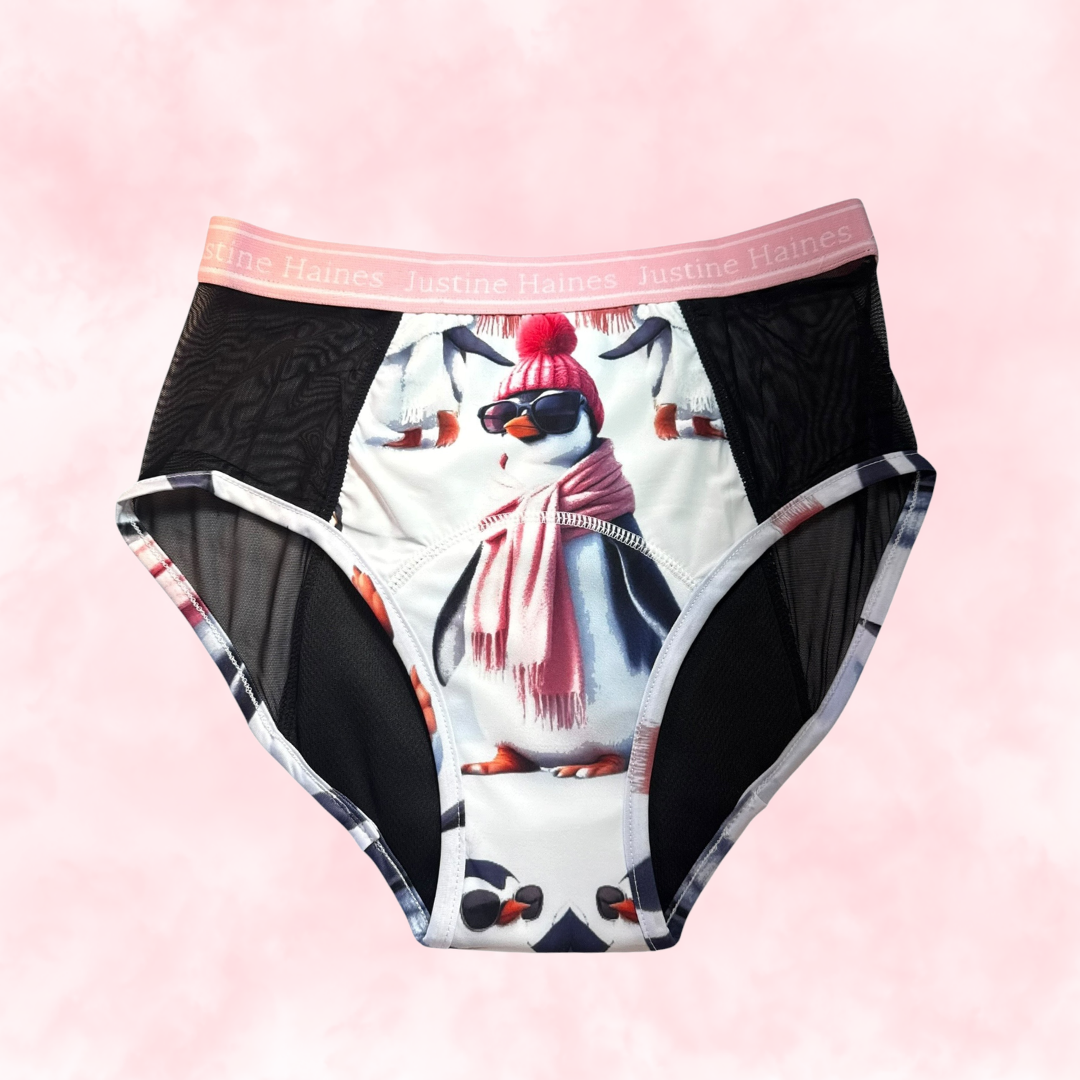 High-Rise Period Undie with MESH 🧊🕶️ Cool Penguins 🐧❄️