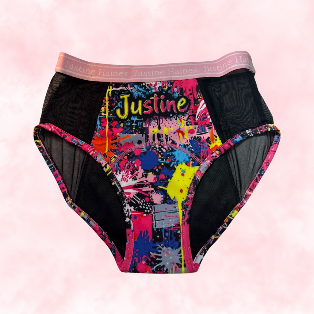 High-Rise Period Undie with MESH ⚡️🖤 GRAFFITI 1980 💥🎨