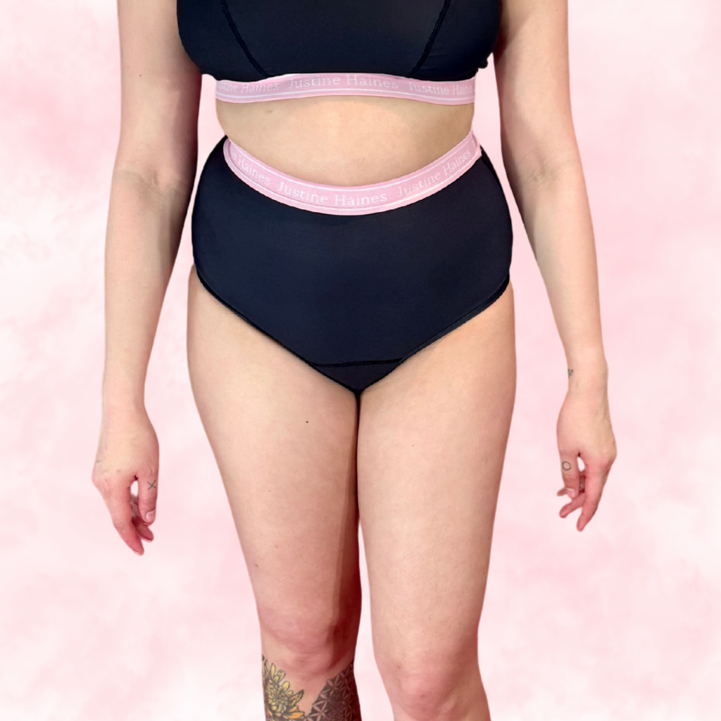 Cheeky Menstruelle Taille Haute Gainante (Brésilienne)🖤Justine NOIR 🖤 