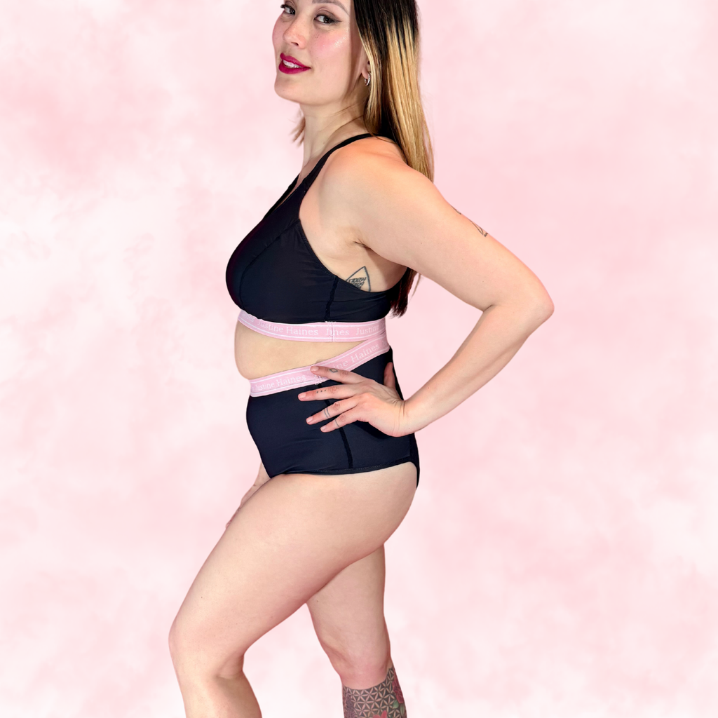 Cheeky Menstruelle Taille Haute Gainante (Brésilienne)🖤Justine NOIR 🖤 