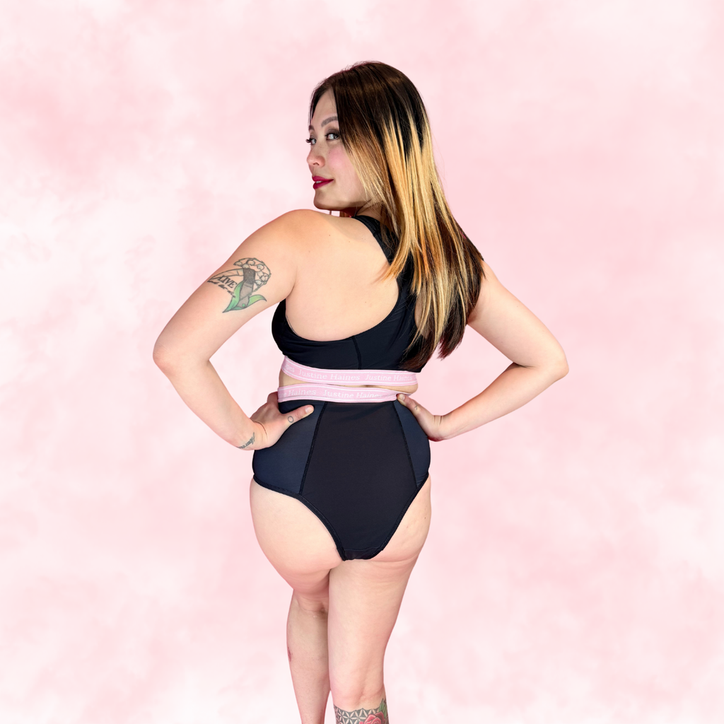 Cheeky Menstruelle Taille Haute Gainante (Brésilienne)🖤Justine NOIR 🖤 