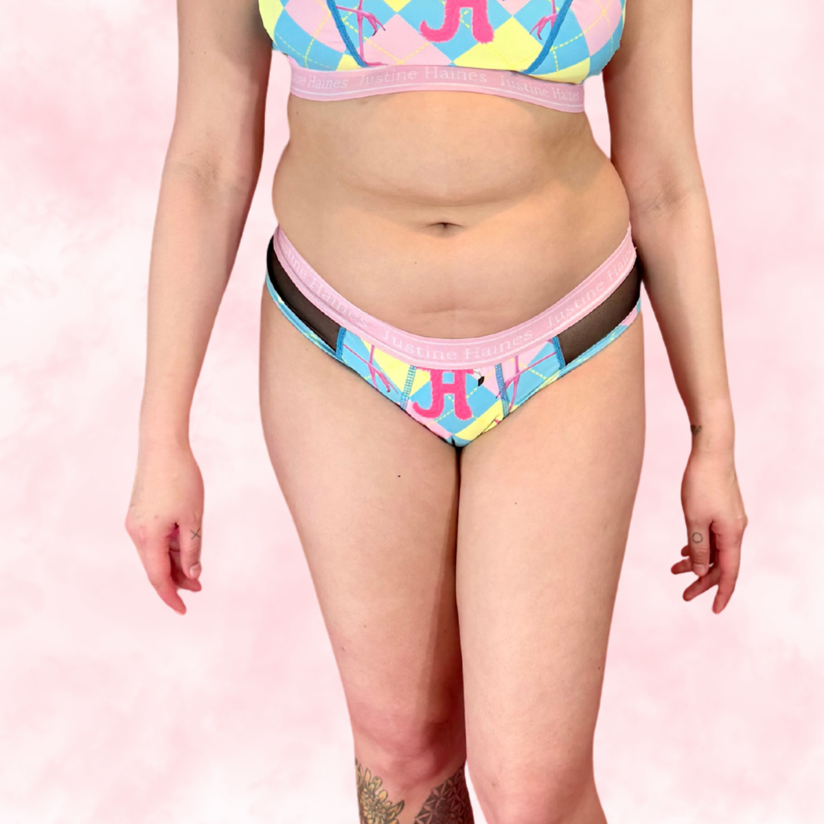 Hipster Period Undie with MESH 🎀 Preppy Flamingo 🦩✨