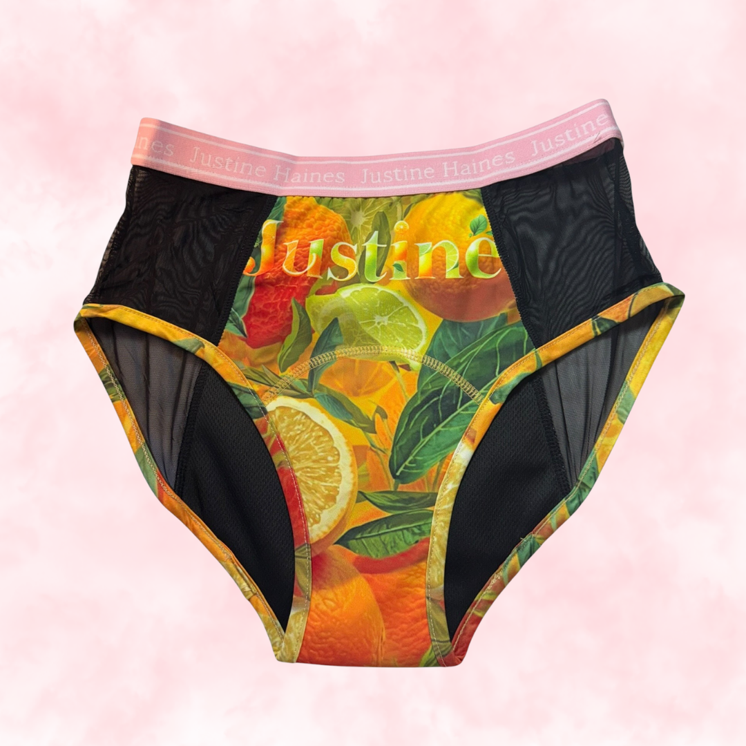 High-Rise Period Undie with MESH ☀️✨Citrus Crush 🍊💛
