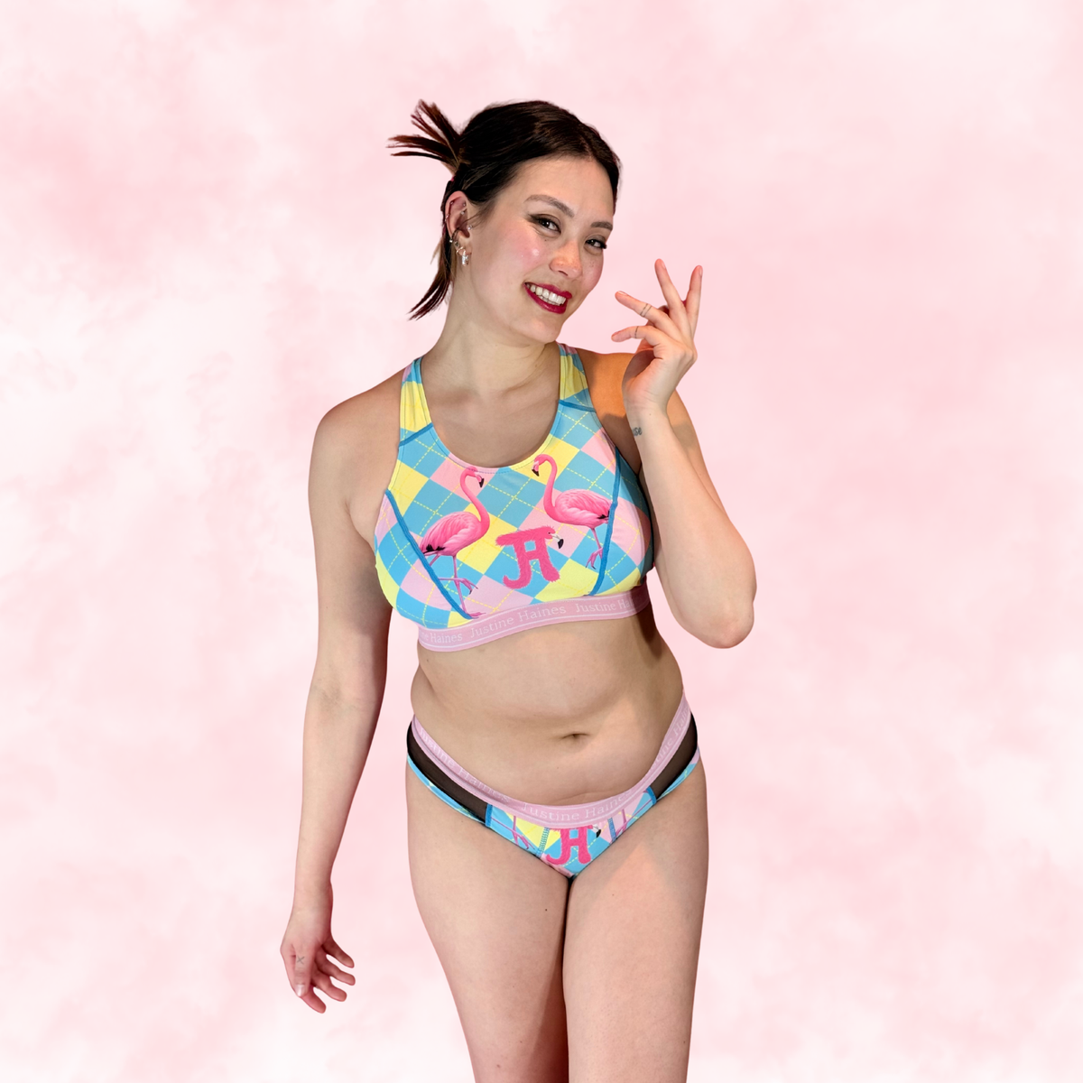 Hipster Period Undie with MESH 🎀 Preppy Flamingo 🦩✨