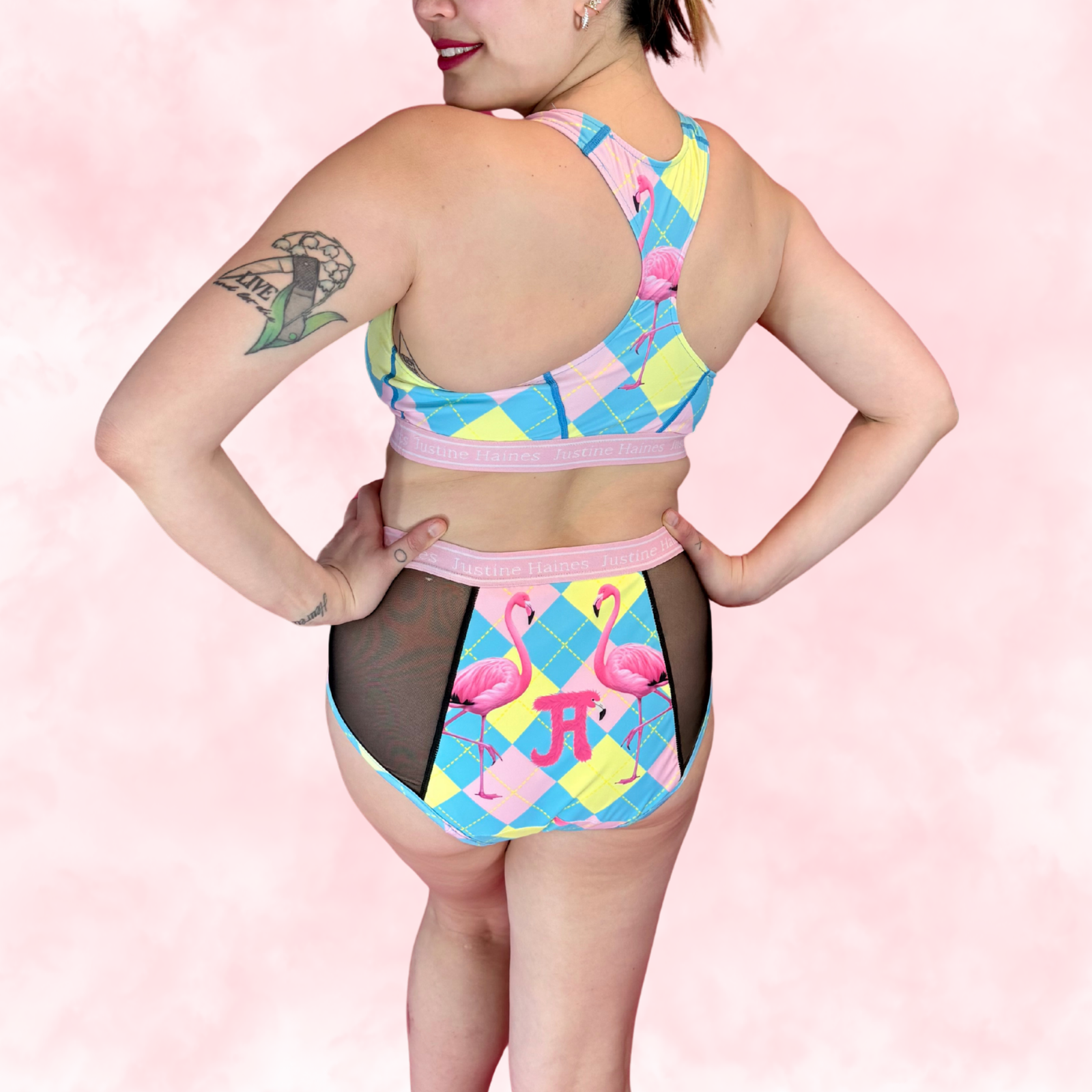 High-Rise Period Undie with MESH 🎀 Preppy Flamingo 🦩✨