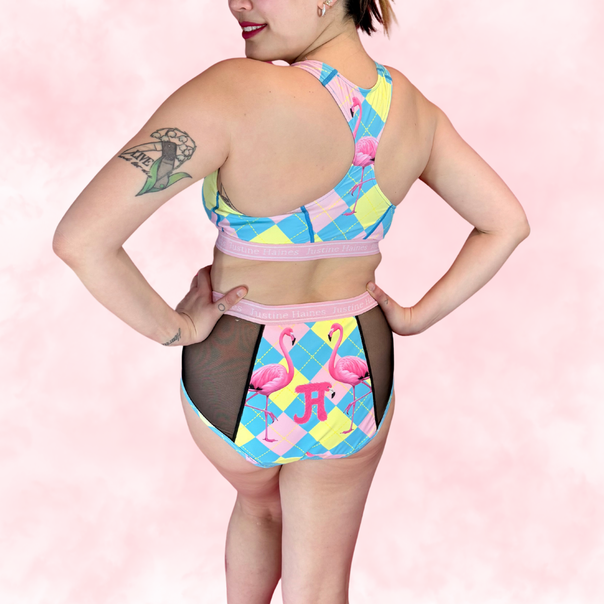 High-Rise Period Undie with MESH 🎀 Preppy Flamingo 🦩✨