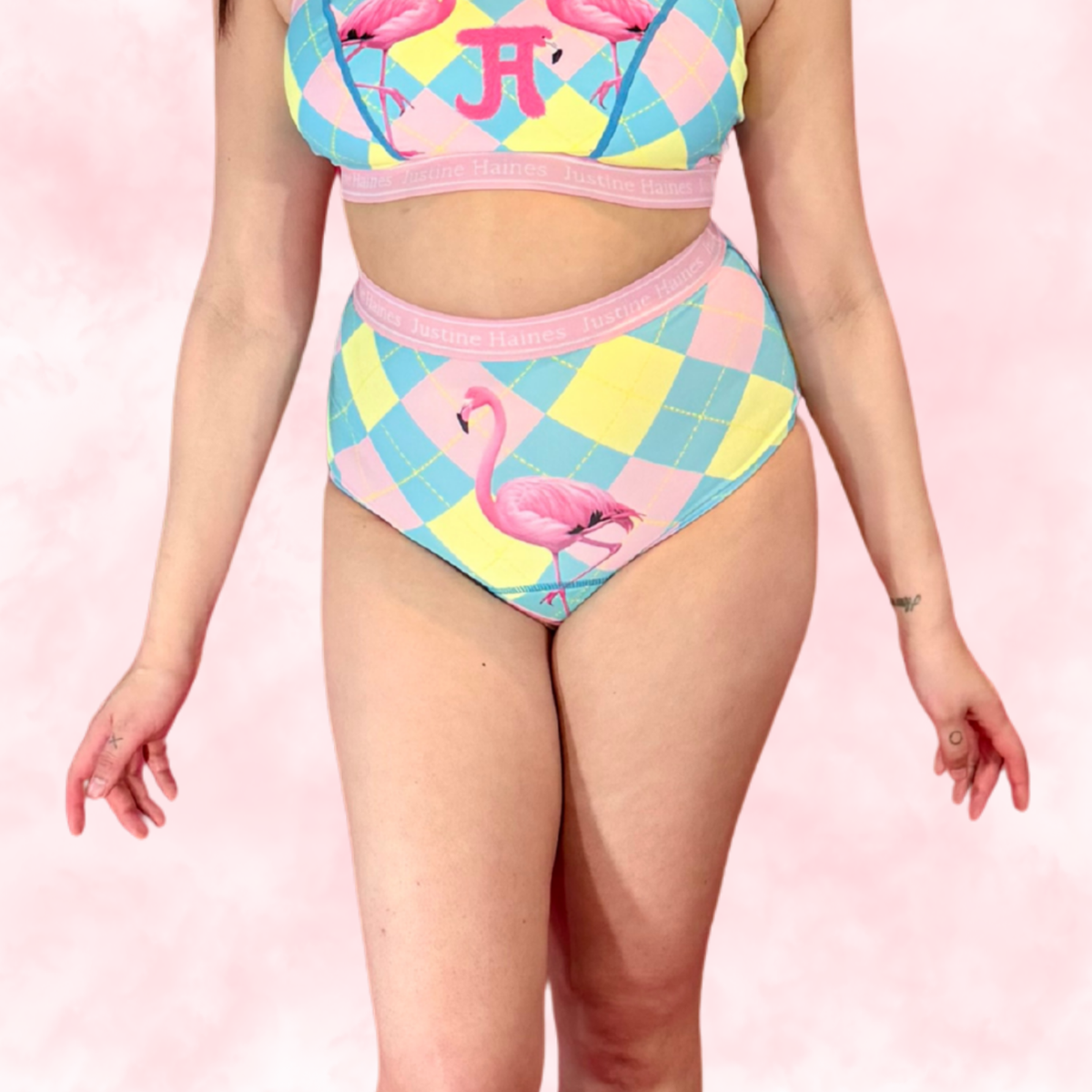 High Rise Tummy Control Menstrual CHEEKY / BRAZIL🎀 Preppy Flamingo 🦩✨